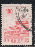CHINA REPUBLIC CINA TAIWAN FORMOSA 1968 SUN YAT-SEN CHUNGSHAN BUILDING YANGMINGSHAN 1$ USED USATO OBLITERE' - Used Stamps