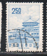 CHINA REPUBLIC CINA TAIWAN FORMOSA 1968 1975 SUN YAT-SEN CHUNGSHAN BUILDING YANGMINGSHAN 2.50$ USED USATO OBLITERE' - Oblitérés