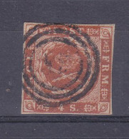 Danemark - Yvert 4 Oblitéré - 4 Marges - Valeur 25 Euros - Used Stamps