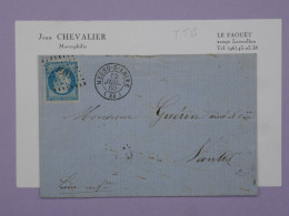 BU17   FRANCE  BELLE  LETTRE 1860 PETIT BUREAU MEUG S LOIRE A NANTES +N°14+ AFF .INTERESSANT+ - 1853-1860 Napoleon III