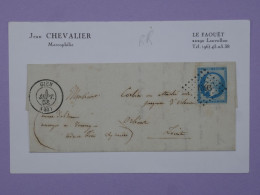 BU17  FRANCE  BELLE  LETTRE 1858  GIEN  A ORLEANS  +N°14+ AFF .PLAISANT++ - 1853-1860 Napoléon III.