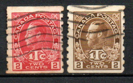 Col33 Canada  1915 N° 105b + 106b Dentelé 8 Oblitéré Cote : 20,00€ - Usados