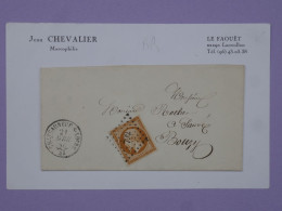 BU17  FRANCE  BELLE  LETTRE 1856 CHATEAUNEUF A BOURGES +N°13++ AFF .PLAISANT++ - 1853-1860 Napoléon III