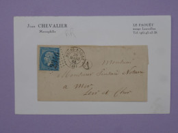 BU17  FRANCE  BELLE  LETTRE RR  1865 PETIT BUREAU MEUG A  MER +N°22+CACHET A ++ AFF .PLAISANT++ - 1862 Napoléon III.