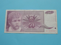 50 DINARA ( 1 VI 1990 ) Banka JUGOSLAVIJE ( See/voir SCANS ) Used Note ! - Joegoslavië