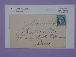 BU17  FRANCE  BELLE  LETTRE RR  1872    MONTARGIS  A PARIS + CERES N°60+DESCARTES ++ AFF .PLAISANT++ - 1871-1875 Ceres