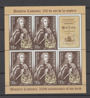 ROMANIA 2023  Dimitrie Cantemir, Ruler Of Moldavia ,350th Anniversary Of His Birth - Mnisheet Of 5 Stamps+1 Label  MNH** - Unused Stamps