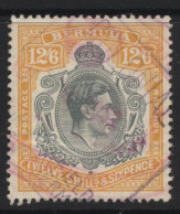 Bermuda (A45) 1938 King George VI Portrait. 12s.6d. Grey And Orange. Used. Hinged. - Bermuda