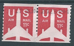 VERINIGTE STAATEN ETATS UNIS USA 1972 AIRMAIL RED  JET COIL PAIR 11c USED SC C82 MI 1029 D SG PA74 A YV A1425 - 3a. 1961-… Used