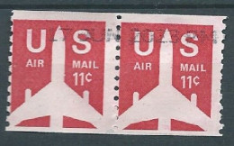 VERINIGTE STAATEN ETATS UNIS USA 1972 AIRMAIL RED  JET COIL PAIR 11c USED SC C82 MI 1029 D SG PA74 A YV A1425 - 3a. 1961-… Gebraucht