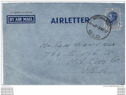 101 - 93 - Aérogramme Envoyé De Monkland Aux USA 1952 - Aerogramas