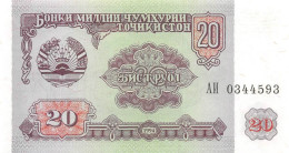 Tajikistan 20 Rubles 1994 Unc Pn 4a, Banknote24 - Tadzjikistan