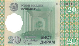Tajikistan 20 Dirams 1999 Unc Pn 12a.2, Banknote24 - Tayikistán