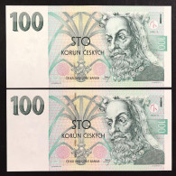 Ceskoslovenska CECOSLOVACCHIA  100 KORUN 1997 2 Es. Consecutive Fds Lotto 4598 - Czechoslovakia