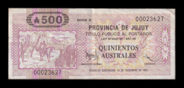 Argentina Jujuy 500 Australes 1991 Pick S2409 Serie H Mbc+ Vf+ - Argentine