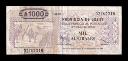 Argentina Jujuy 1000 Australes 1991 Pick S2410 Serie I Mbc Vf - Argentine