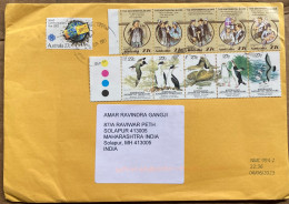 AUSTRALIA ANTARTIC TERRITORY COMBO COVER 2023, USED TO INDIA,1983 WLDLIFE BIRD & ANIMAL, COLOUR CODE,TAB,11 DIFF STAMP . - Briefe U. Dokumente