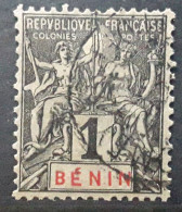 BENIN 1894 Type Groupe,  Yvert No 33, 1 C Noir Obl Localité  Du Dahomey , TTB - Usados