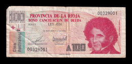 Argentina La Rioja 100 Austral ND (1986) Pick S2507 Serie G Bc/Mbc F/Vf - Argentine