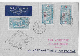 SENEGAL ZIGUINCHOR  MARS 1937 CACHET COTE OCCIDENTALE D'AFRIQUE AEROMARITIME AIR FRANCE - Luchtpost