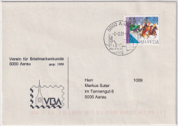 MiNr. 1738 Schweiz 2000, 21. Nov. Tag Der Briefmarke - Auf Brief Mit Orts-Werbestempel AARAU - Briefe U. Dokumente