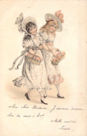 FANTAISIE - Femmes Au Chapeaux Prairie Et Panier  - Illustration Non Signée - Carte Postale Ancienne - Mujeres
