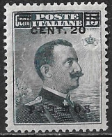 DODECANESE 1916 Black Overprint 20 Ct + PATMOS On Italian Stamps 15 C Black Vl. 8 MH - Dodekanesos