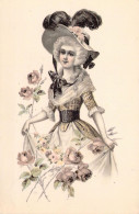 FANTAISIE - Femme Au Chapeau Et Fleurs - Illustration Non Signée - Carte Postale Ancienne - Women