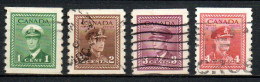 Col33 Canada  1943 N° 205a à 209a Dentelé 8 Oblitéré Cote : 9,00€ - Usados