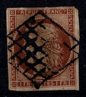 FRANCE STAMP TIMBRE YVERT N° 6 A " CERES 1F ROUGE - BRUN 1849 " OBLITERE  A VOIR Y378 - 1849-1850 Ceres