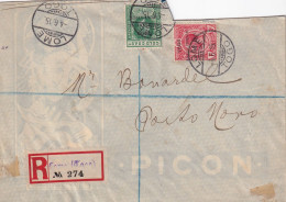 LETTRE. 1915. RECOMMANDE LOMÉ. TOGO. ANGLO-FRENCH OCCUPATION. POUR PORTO-NOVO DAHOMEY - Covers & Documents