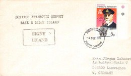 BRIT. ANTARCTIC T. - LETTER 1977 SIGNY ISLAND - GERMANY / ZG106 - Cartas & Documentos