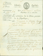 Lettre Signature Autographe LAS Pierre Jean-Marie Sotin De La Coindière Ministre De La Police Sous Le Directoire - Other & Unclassified