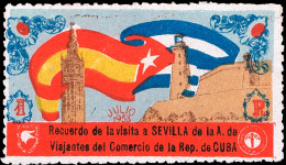 Sevilla - Viñetas - S/Cat ** - 1953 -  "Recuerdo De La Visita A Sevilla De La A. De Viajantes Del Comercio De Cuba" - Vignettes De Fantaisie