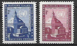 NATIONS - UNIES   -  1958 .  Y&T N° 58 / 59 **.   Central Hall, Westminster. - Neufs
