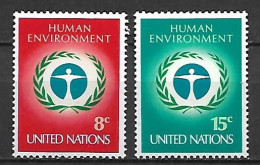 NATIONS - UNIES   -   1972 .  Y&T N° 222 / 223 **.    Conférence Sur L' Environnement à Stockholm. - Ungebraucht