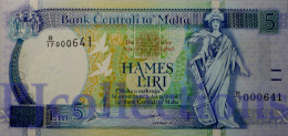 MALTA 5 LIRI 1994 PICK 46a UNC LOW SERIAL NUMBER "B/17 000641" - Malta