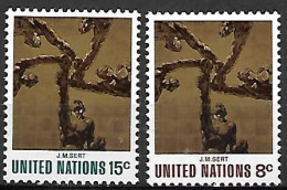 NATIONS - UNIES   -  1972 .  Y&T N° 225 / 226 **.   Les 5 Continents Par José Maria Sert. - Ongebruikt