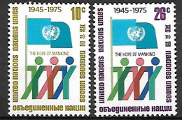 NATIONS - UNIES   -  1975 .  Y&T N° 253 / 254 **.   30 ° Anniversaire De L' ONU  /  Drapeau - Nuevos
