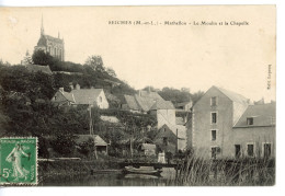 SEICHES MATHEFLON LE MOULIN ET LA CHAPELLE 1913 - Seiches Sur Le Loir