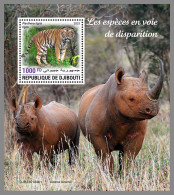 DJIBOUTI 2023 MNH Rhino Nashorn Endangered Species S/S I - OFFICIAL ISSUE - DHQ2326 - Rhinozerosse