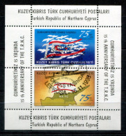TÜRKISCH-ZYPERN Block 17, Bl.17 Canc - 15.Jahrestag, 15th Anniversary, 15e Anniversaire - TURKISH CYPRUS / CHYPRE TURQUE - Usados