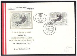 Olympische Spelen 1964 , Oostenrijk - F.D.C - Invierno 1964: Innsbruck