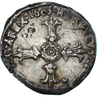 Monnaie, France, Henri IV, 1/4 Ecu, 1605, Montpellier, Très Rare, TB+, Argent - 1589-1610 Heinrich IV.