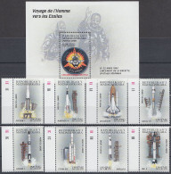 MADAGASCAR 2000, SPACE, COMPLETE MNH SERIES With BLOCK In GOOD QUALITY, *** - Madagascar (1960-...)