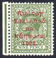 1922 Thom 9d Green Left Marginal With Q In Postage Error From R.3/1, Single Hinge, Very Fresh, Clear BPP Cert. - Nuovi