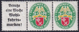 Germany 1929 Sc B28a Deutschland Mi W35 Pair & Label From Booklet MNH* Some Disturbed Gum - Cuadernillos