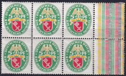 Germany 1929 Sc B28a Deutschland Mi H66 Block & Colour Labels From Booklet MH* Reinforced Perfs - Carnets