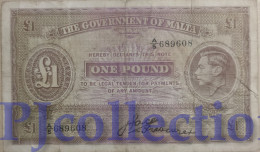 MALTA 1 POUND 1940 PICK 20a F/VF - Malta