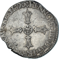 Monnaie, France, Henri IV, 1/4 Ecu, 1590, La Rochelle, 3rd Type, TB+, Argent - 1589-1610 Henry IV The Great